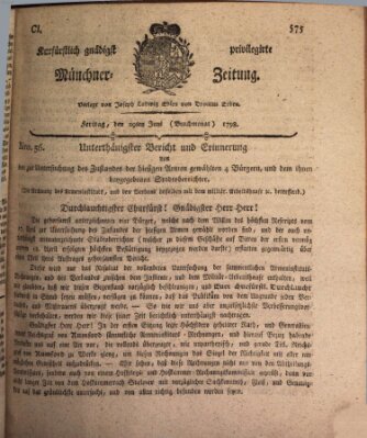 Kurfürstlich gnädigst privilegirte Münchner-Zeitung (Süddeutsche Presse) Freitag 29. Juni 1798