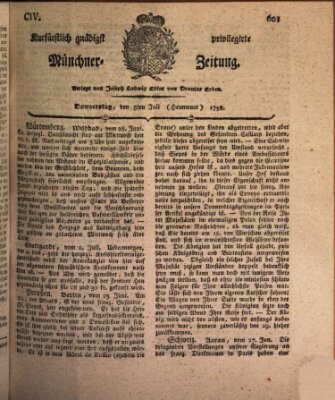 Kurfürstlich gnädigst privilegirte Münchner-Zeitung (Süddeutsche Presse) Donnerstag 5. Juli 1798