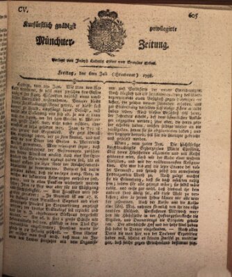 Kurfürstlich gnädigst privilegirte Münchner-Zeitung (Süddeutsche Presse) Freitag 6. Juli 1798