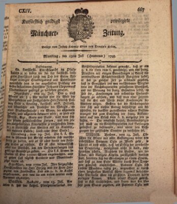 Kurfürstlich gnädigst privilegirte Münchner-Zeitung (Süddeutsche Presse) Montag 23. Juli 1798