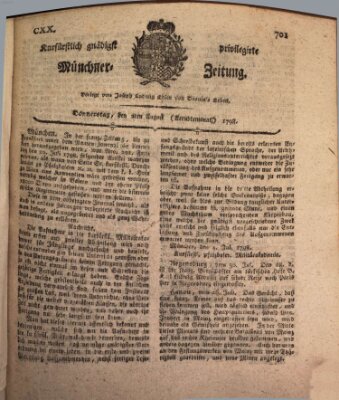 Kurfürstlich gnädigst privilegirte Münchner-Zeitung (Süddeutsche Presse) Donnerstag 2. August 1798