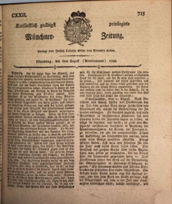 Kurfürstlich gnädigst privilegirte Münchner-Zeitung (Süddeutsche Presse) Montag 6. August 1798