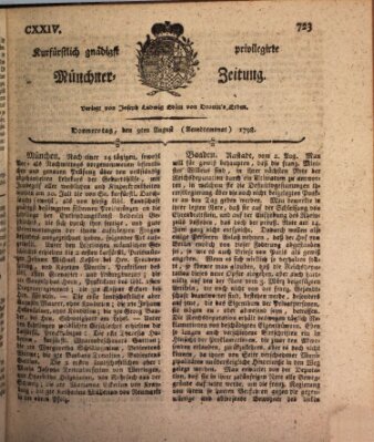 Kurfürstlich gnädigst privilegirte Münchner-Zeitung (Süddeutsche Presse) Donnerstag 9. August 1798