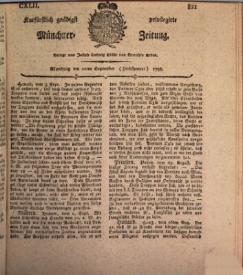 Kurfürstlich gnädigst privilegirte Münchner-Zeitung (Süddeutsche Presse) Montag 10. September 1798