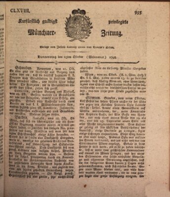 Kurfürstlich gnädigst privilegirte Münchner-Zeitung (Süddeutsche Presse) Donnerstag 25. Oktober 1798