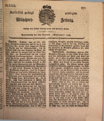 Kurfürstlich gnädigst privilegirte Münchner-Zeitung (Süddeutsche Presse) Donnerstag 1. November 1798