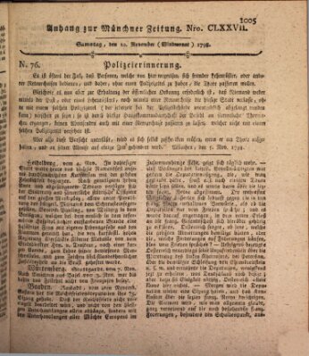 Kurfürstlich gnädigst privilegirte Münchner-Zeitung (Süddeutsche Presse) Samstag 10. November 1798