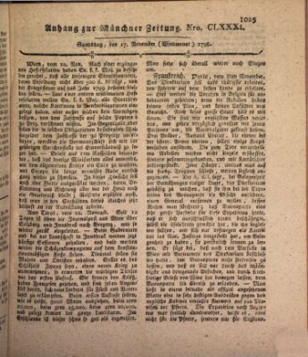 Kurfürstlich gnädigst privilegirte Münchner-Zeitung (Süddeutsche Presse) Samstag 17. November 1798