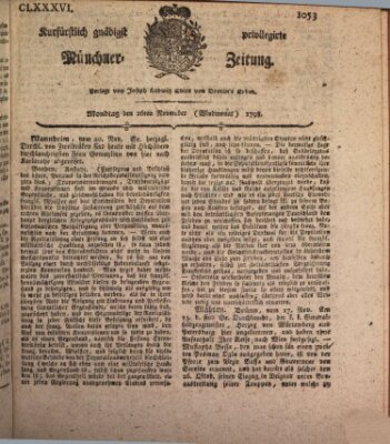 Kurfürstlich gnädigst privilegirte Münchner-Zeitung (Süddeutsche Presse) Montag 26. November 1798