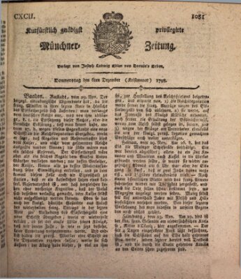 Kurfürstlich gnädigst privilegirte Münchner-Zeitung (Süddeutsche Presse) Donnerstag 6. Dezember 1798