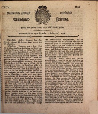 Kurfürstlich gnädigst privilegirte Münchner-Zeitung (Süddeutsche Presse) Donnerstag 13. Dezember 1798