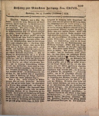 Kurfürstlich gnädigst privilegirte Münchner-Zeitung (Süddeutsche Presse) Samstag 15. Dezember 1798