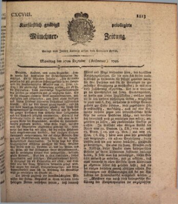 Kurfürstlich gnädigst privilegirte Münchner-Zeitung (Süddeutsche Presse) Montag 17. Dezember 1798