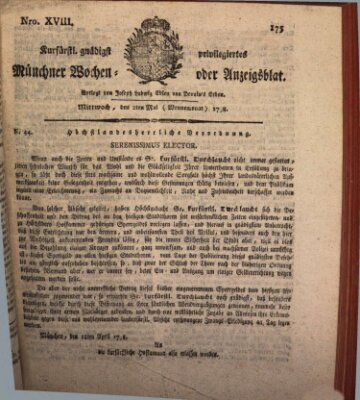 Kurfürstlich gnädigst privilegirte Münchner-Zeitung (Süddeutsche Presse) Mittwoch 2. Mai 1798