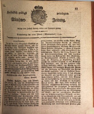 Kurfürstlich gnädigst privilegirte Münchner-Zeitung (Süddeutsche Presse) Donnerstag 10. Januar 1799