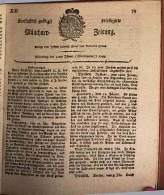 Kurfürstlich gnädigst privilegirte Münchner-Zeitung (Süddeutsche Presse) Montag 21. Januar 1799