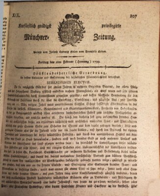 Kurfürstlich gnädigst privilegirte Münchner-Zeitung (Süddeutsche Presse) Freitag 1. Februar 1799