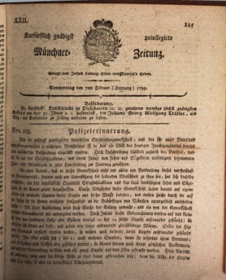 Kurfürstlich gnädigst privilegirte Münchner-Zeitung (Süddeutsche Presse) Donnerstag 7. Februar 1799