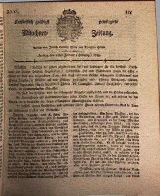 Kurfürstlich gnädigst privilegirte Münchner-Zeitung (Süddeutsche Presse) Freitag 22. Februar 1799