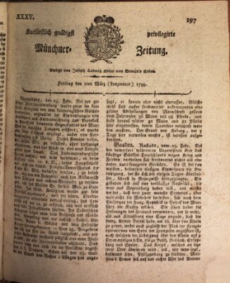 Kurfürstlich gnädigst privilegirte Münchner-Zeitung (Süddeutsche Presse) Freitag 1. März 1799