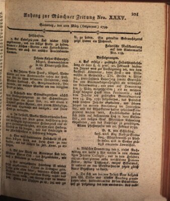 Kurfürstlich gnädigst privilegirte Münchner-Zeitung (Süddeutsche Presse) Samstag 2. März 1799