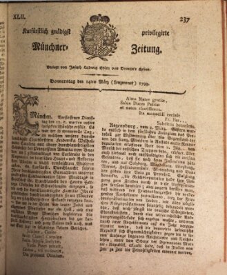 Kurfürstlich gnädigst privilegirte Münchner-Zeitung (Süddeutsche Presse) Donnerstag 14. März 1799