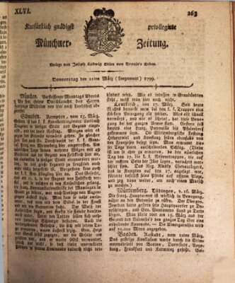 Kurfürstlich gnädigst privilegirte Münchner-Zeitung (Süddeutsche Presse) Donnerstag 21. März 1799