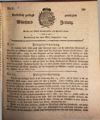 Kurfürstlich gnädigst privilegirte Münchner-Zeitung (Süddeutsche Presse) Donnerstag 28. März 1799