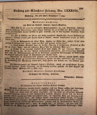 Kurfürstlich gnädigst privilegirte Münchner-Zeitung (Süddeutsche Presse) Samstag 8. Juni 1799