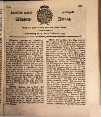 Kurfürstlich gnädigst privilegirte Münchner-Zeitung (Süddeutsche Presse) Donnerstag 13. Juni 1799