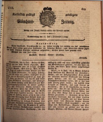 Kurfürstlich gnädigst privilegirte Münchner-Zeitung (Süddeutsche Presse) Donnerstag 11. Juli 1799