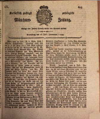 Kurfürstlich gnädigst privilegirte Münchner-Zeitung (Süddeutsche Presse) Dienstag 16. Juli 1799