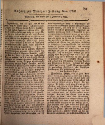 Kurfürstlich gnädigst privilegirte Münchner-Zeitung (Süddeutsche Presse) Samstag 20. Juli 1799