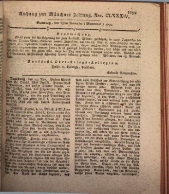 Kurfürstlich gnädigst privilegirte Münchner-Zeitung (Süddeutsche Presse) Samstag 23. November 1799