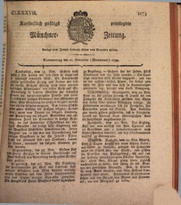 Kurfürstlich gnädigst privilegirte Münchner-Zeitung (Süddeutsche Presse) Donnerstag 28. November 1799