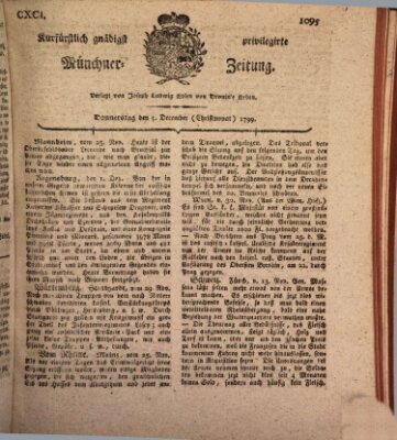 Kurfürstlich gnädigst privilegirte Münchner-Zeitung (Süddeutsche Presse) Donnerstag 5. Dezember 1799