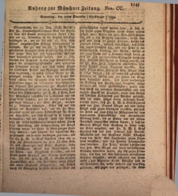 Kurfürstlich gnädigst privilegirte Münchner-Zeitung (Süddeutsche Presse) Samstag 21. Dezember 1799