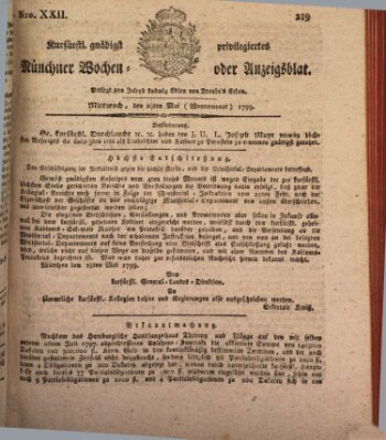 Kurfürstlich gnädigst privilegirte Münchner-Zeitung (Süddeutsche Presse) Mittwoch 29. Mai 1799