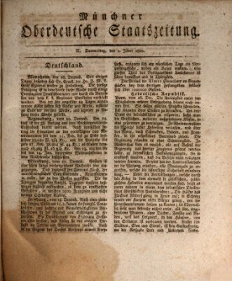 Münchner oberdeutsche Staatszeitung (Süddeutsche Presse) Donnerstag 2. Januar 1800