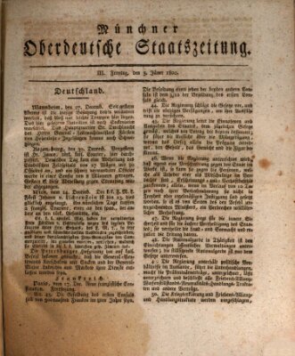 Münchner oberdeutsche Staatszeitung (Süddeutsche Presse) Freitag 3. Januar 1800