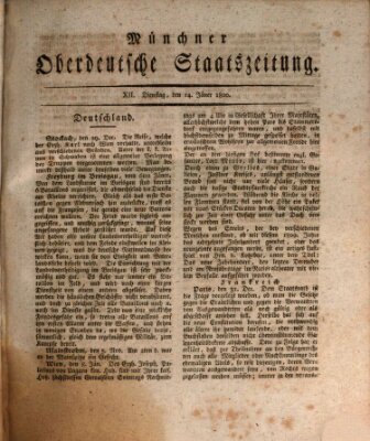 Münchner oberdeutsche Staatszeitung (Süddeutsche Presse) Dienstag 14. Januar 1800