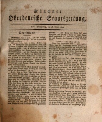 Münchner oberdeutsche Staatszeitung (Süddeutsche Presse) Donnerstag 16. Januar 1800