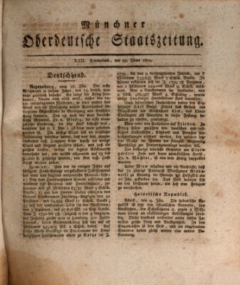 Münchner oberdeutsche Staatszeitung (Süddeutsche Presse) Samstag 25. Januar 1800