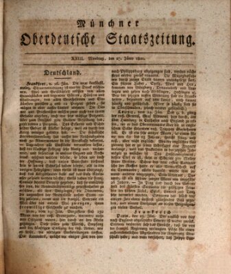 Münchner oberdeutsche Staatszeitung (Süddeutsche Presse) Montag 27. Januar 1800