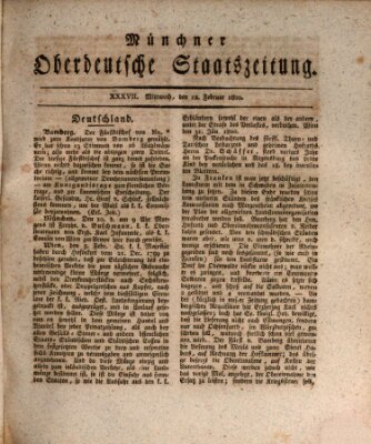 Münchner oberdeutsche Staatszeitung (Süddeutsche Presse) Mittwoch 12. Februar 1800