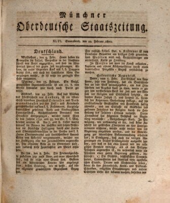 Münchner oberdeutsche Staatszeitung (Süddeutsche Presse) Samstag 22. Februar 1800