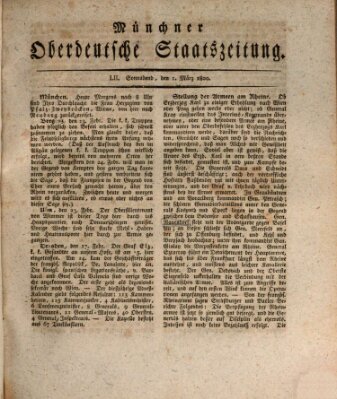 Münchner oberdeutsche Staatszeitung (Süddeutsche Presse) Samstag 1. März 1800