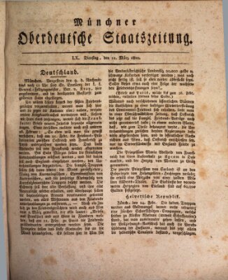 Münchner oberdeutsche Staatszeitung (Süddeutsche Presse) Dienstag 11. März 1800