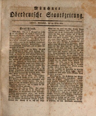 Münchner oberdeutsche Staatszeitung (Süddeutsche Presse) Samstag 29. März 1800