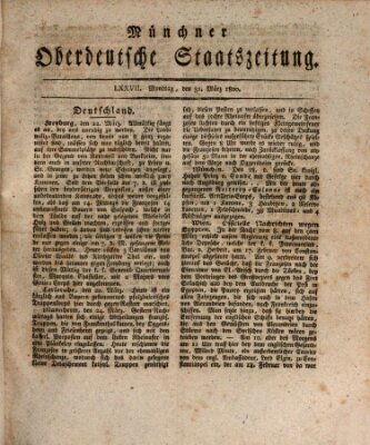 Münchner oberdeutsche Staatszeitung (Süddeutsche Presse) Montag 31. März 1800